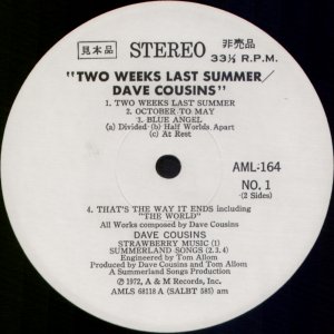 Two Weeks Last Summer Jap promo side 1 label